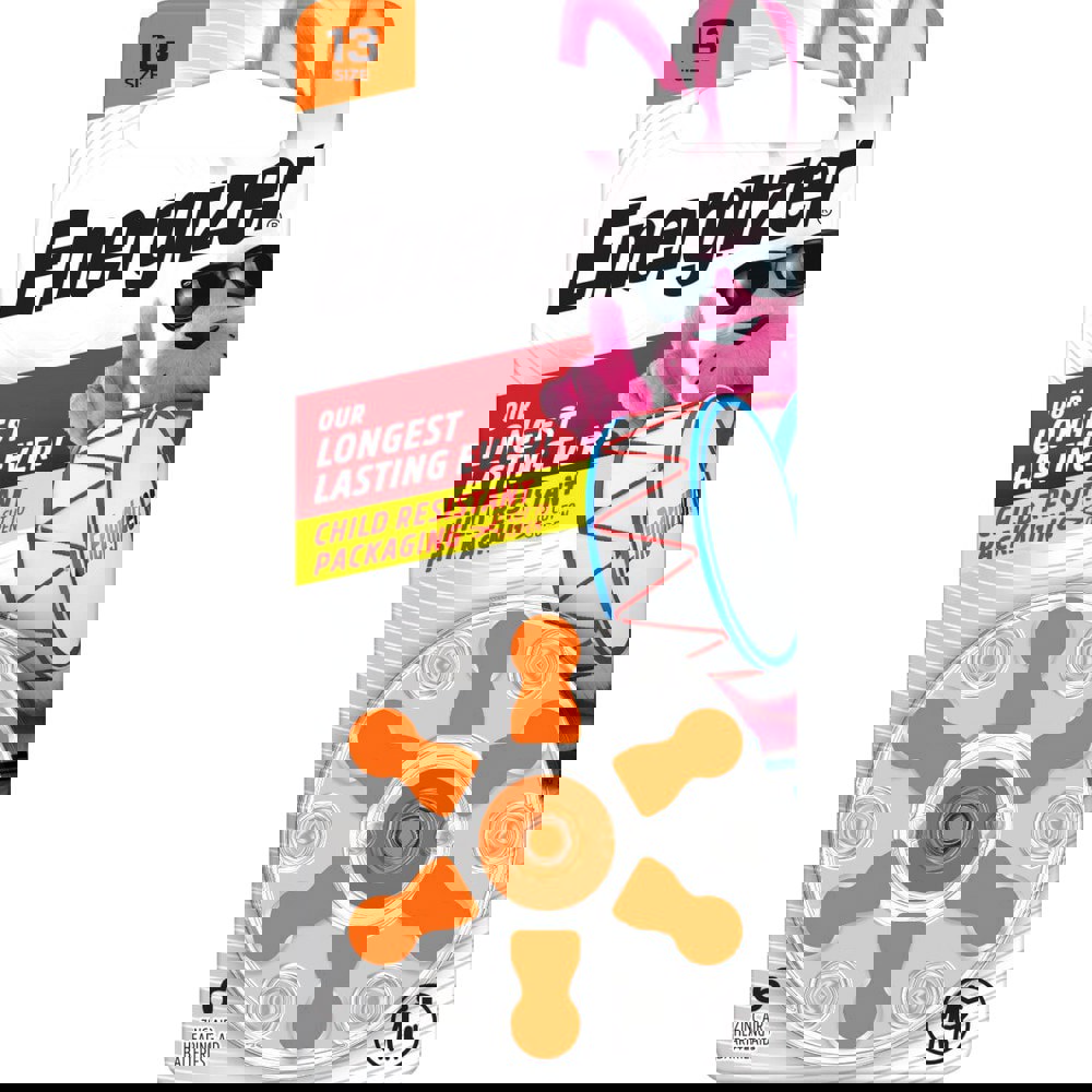 Batteries; Rechargeable: Disposable ; Type: Hearing Aid ; Battery Size: 13 ; Battery Chemistry: Zinc-Air ; Voltage: 1.4V ; Terminal Style: Button Tab